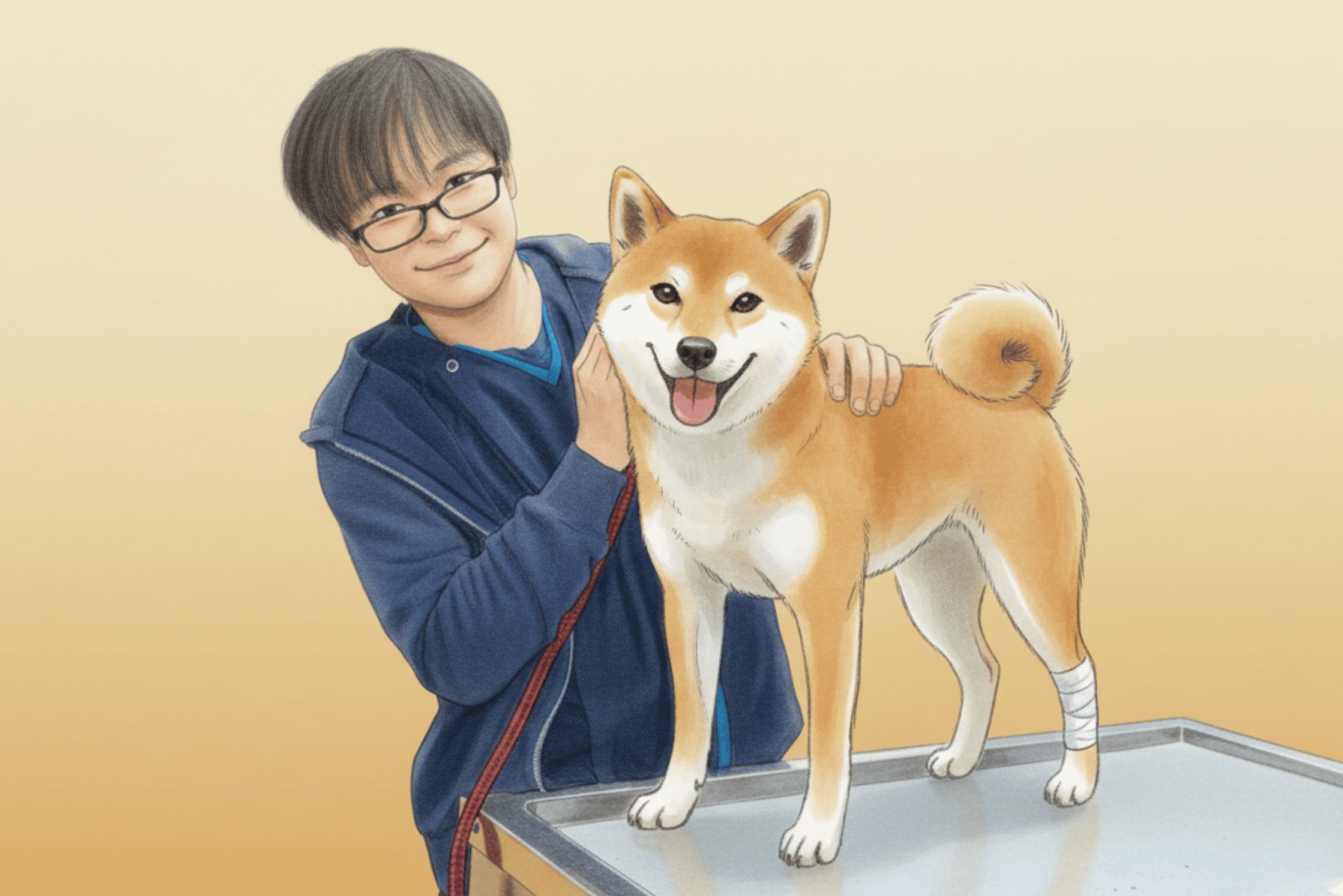 ダイゴペットクリニック：看護リーダー大石さん（黒髪短髪で黒縁眼鏡の優しそうな男性）